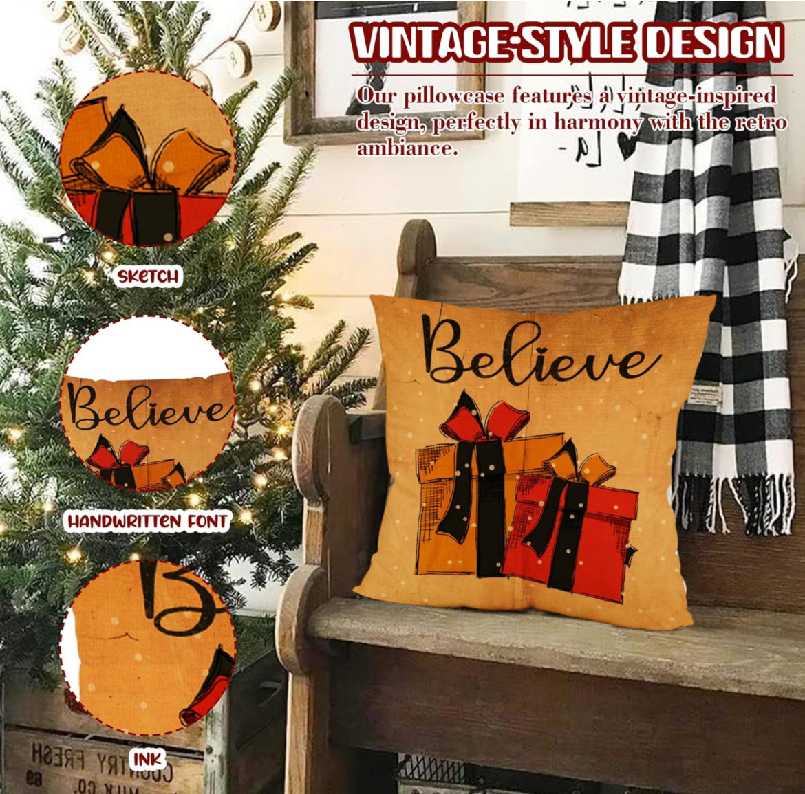Juego de 4 fundas de almohada de Navidad de 18 x 18 pulgadas, fundas de almohada de invierno, fundas de almohada decorativas de Navidad
