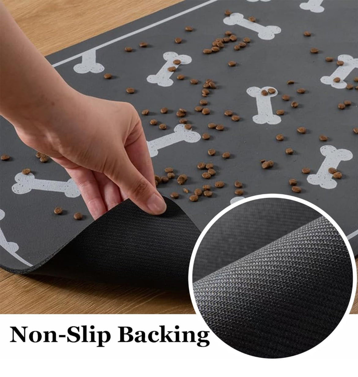 Tapete de alimentación para mascotas para perros y gatos, absorbente, antideslizante, de diatomita, tapete para cuenco de agua para perros, súper absorbente, de secado rápido, para evitar derrames de agua (gris oscuro + 18.1 x 11.8 pulgadas + forma anorma