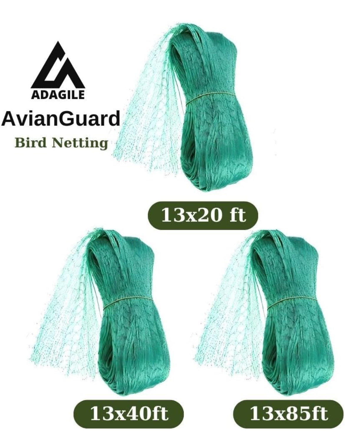 Red de aves ADAGILE-AvianGuard para jardín (13x20 pies) - ¡El apoyo a las plantas protege los árboles frutales, las verduras y las plantas con una red de jardín de alta resistencia que protege contra aves, ciervos, ardillas y más!