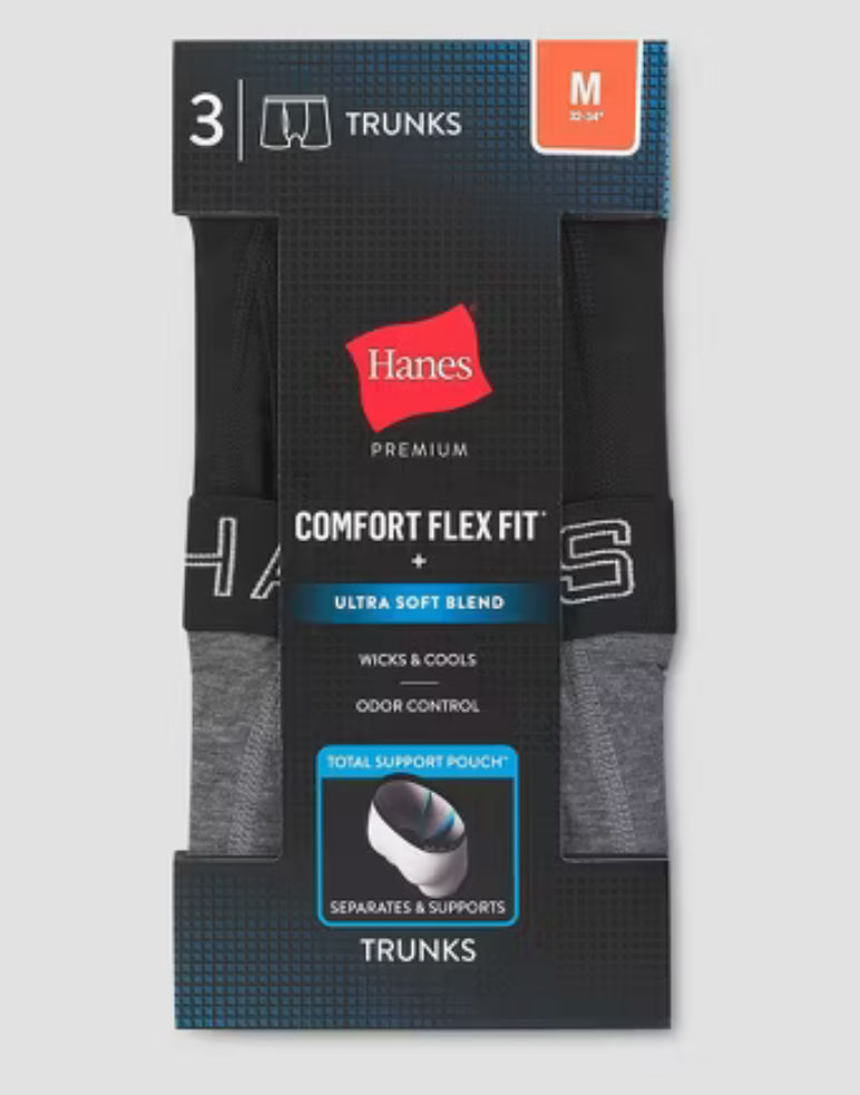 Hanes Premium para hombre de 3 paquetes con bolsa de soporte total antirafacción talla m