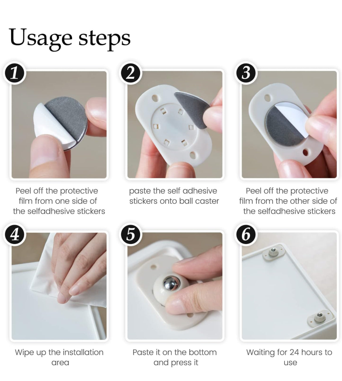 Mini ruedas giratorias autoadhesivas, rodamiento de rodillos de vástago, rueda universal de rotación de 360°, polea adhesiva para basura, caja de almacenamiento, muebles pequeños (8, giro blanco)