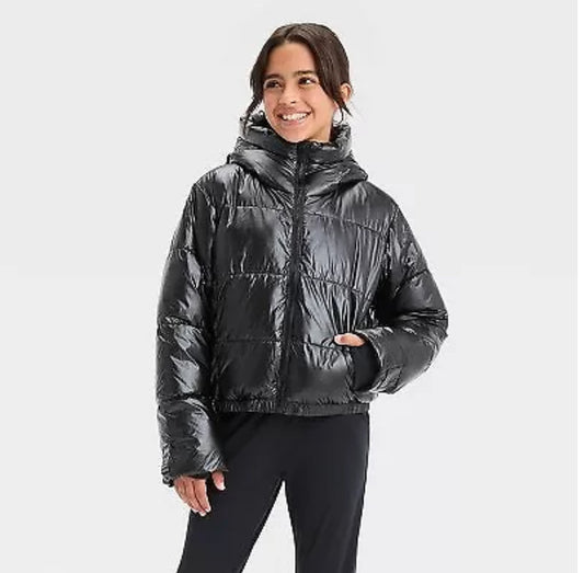 Chaqueta de plumón para niñas - All in Motion Metallic Gray XL ( 14 juvenil)