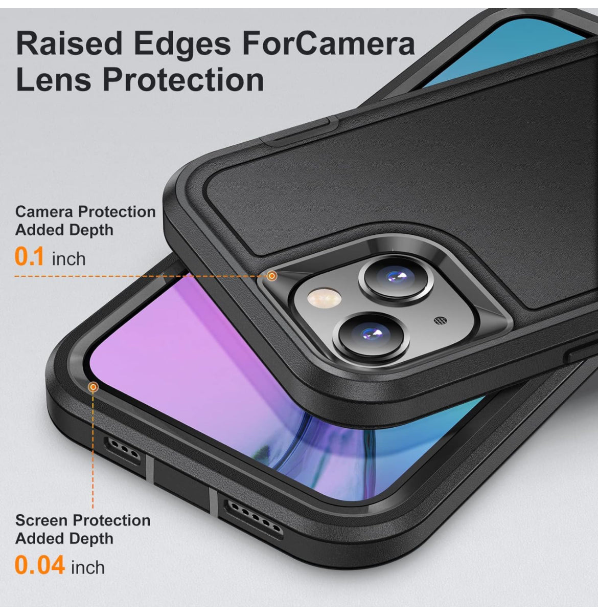 Compatible con iPhone 15, resistente, a prueba de golpes, a prueba de caídas, triple capa de defensa para iPhone 15 funda de 6.1 pulgadas (negro)