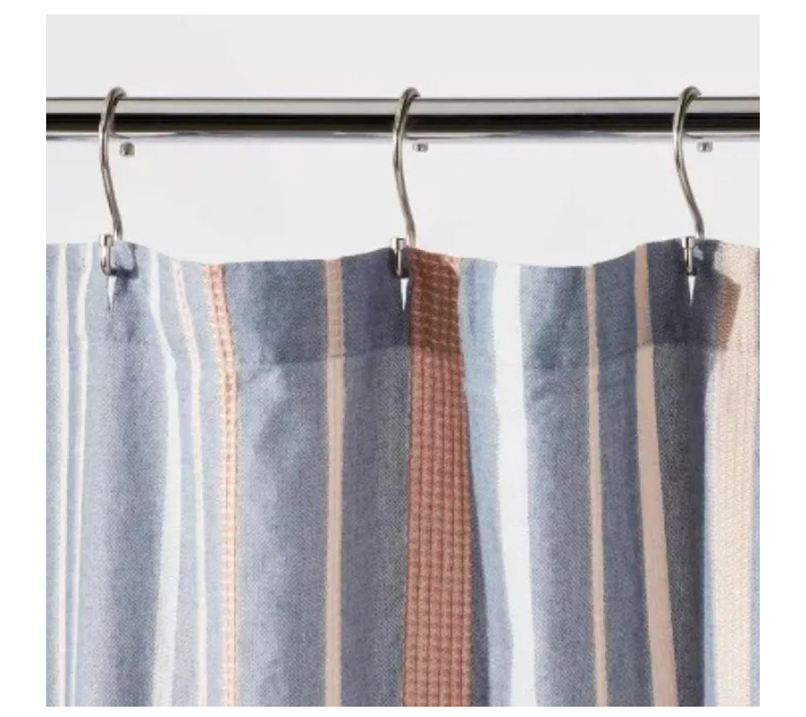 Cortina de ducha con gofres 72""X72"" 100 % algodón Seersucker en azul -Threshold