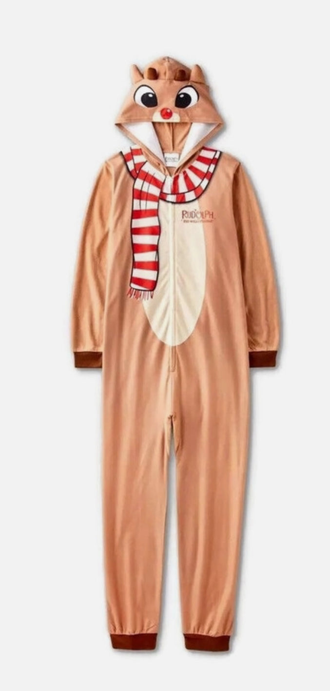 Pijama Rudolph the Red Nariz Reno Niña, Niño Con Capucha Vacaciones Dormido-Talla S (6-6X)