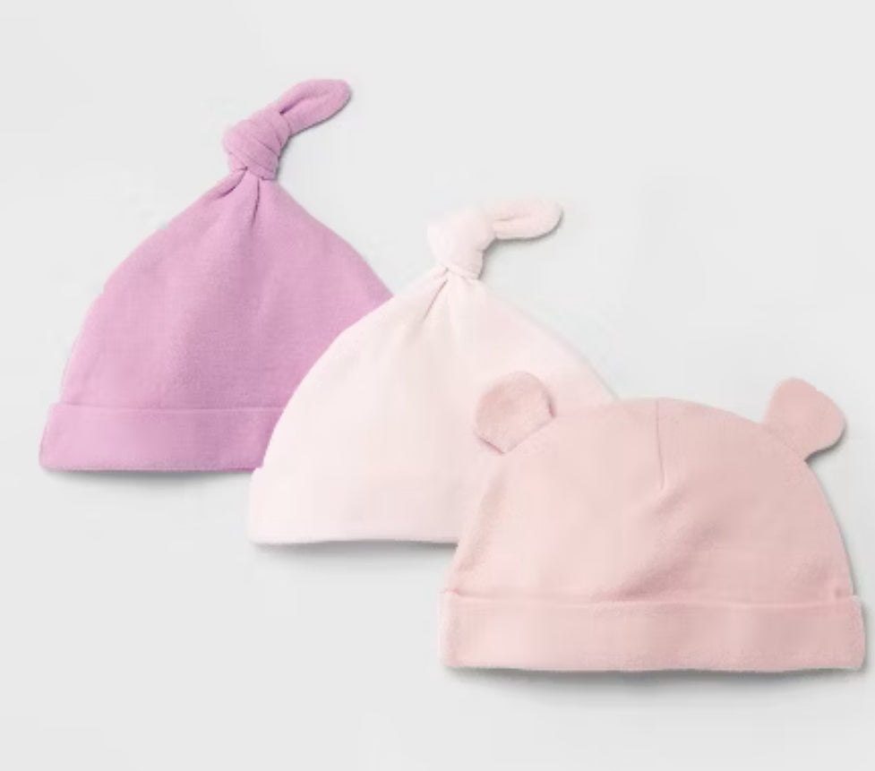 paquete de 3 gorros de algodón para niñas - Cloud Island™ Rosa