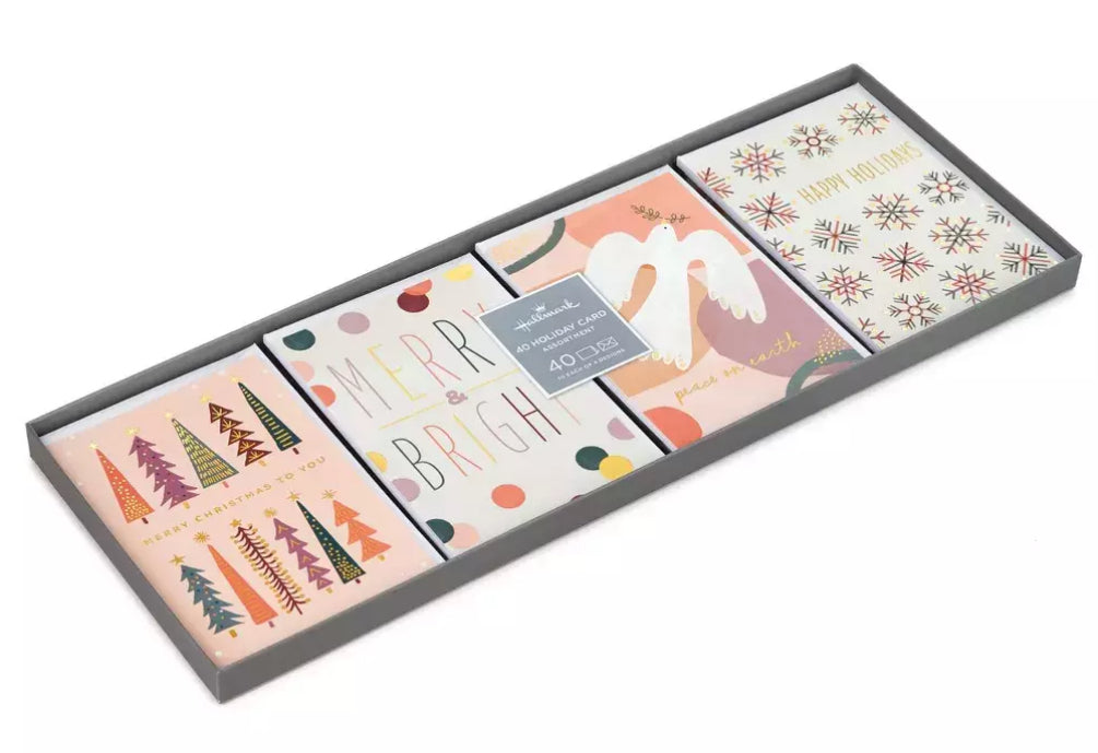 Hallmark 40 pcs Moderno Surtido Paquete de Tarjetas en Caja Tarjetas de Navidad