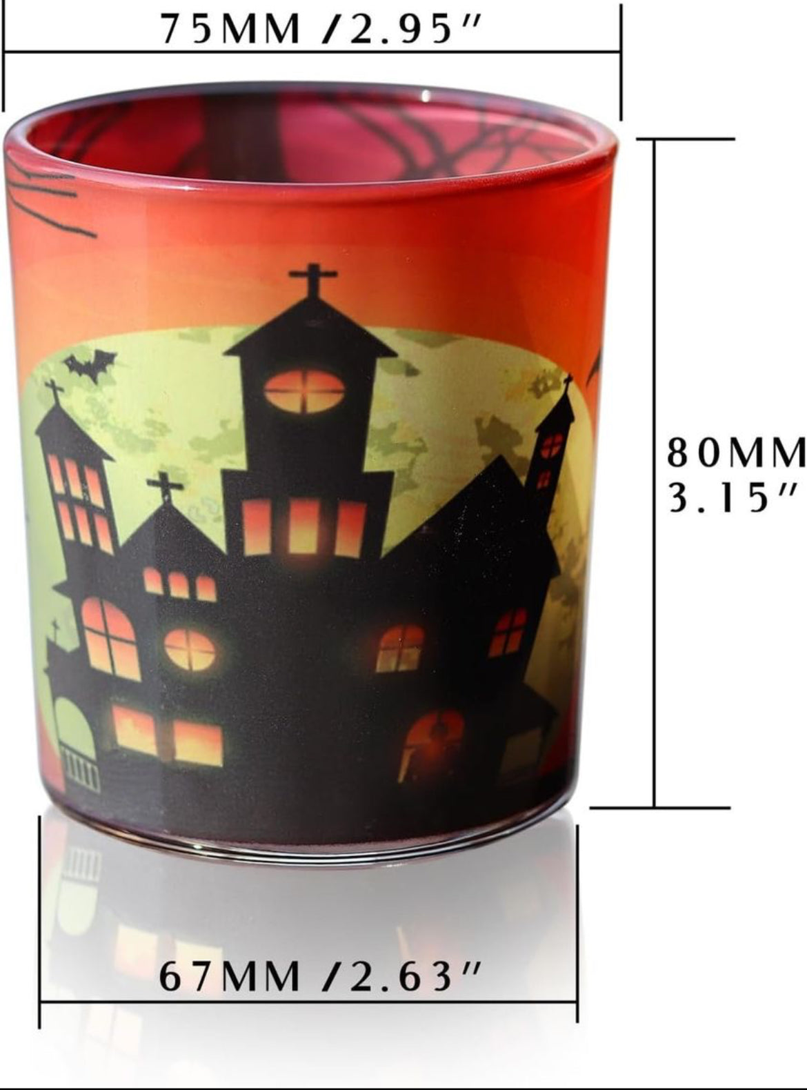 Portavelas de Halloween 4PCS, SHMILMH Portavelas votivas de vidrio Telarros de velas para centros de mesa de Halloween, chimenea, repisa