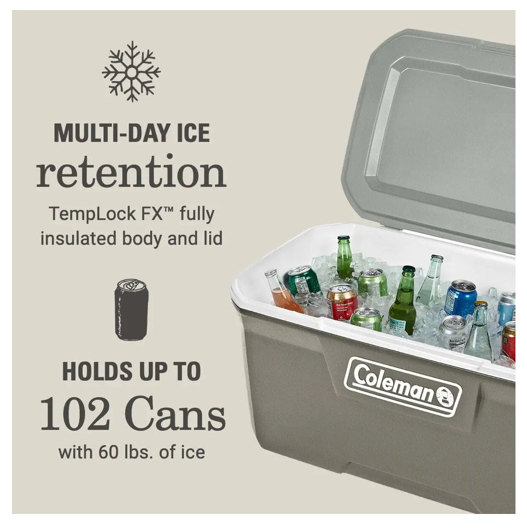Hielera de pecho duro Coleman 316 serie 120QT, ceniza plateada