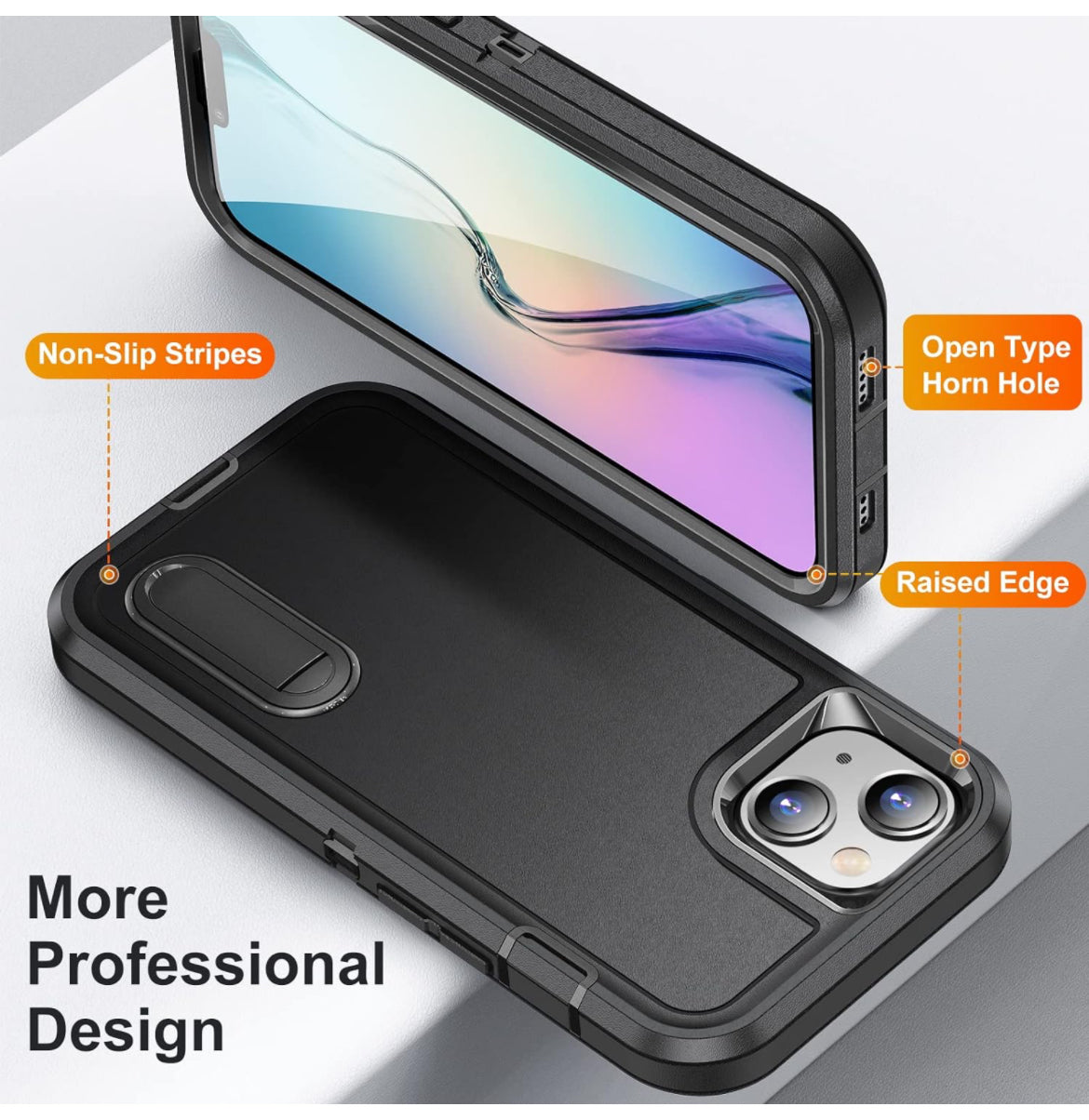 Compatible con iPhone 15, resistente, a prueba de golpes, a prueba de caídas, triple capa de defensa para iPhone 15 funda de 6.1 pulgadas (negro)