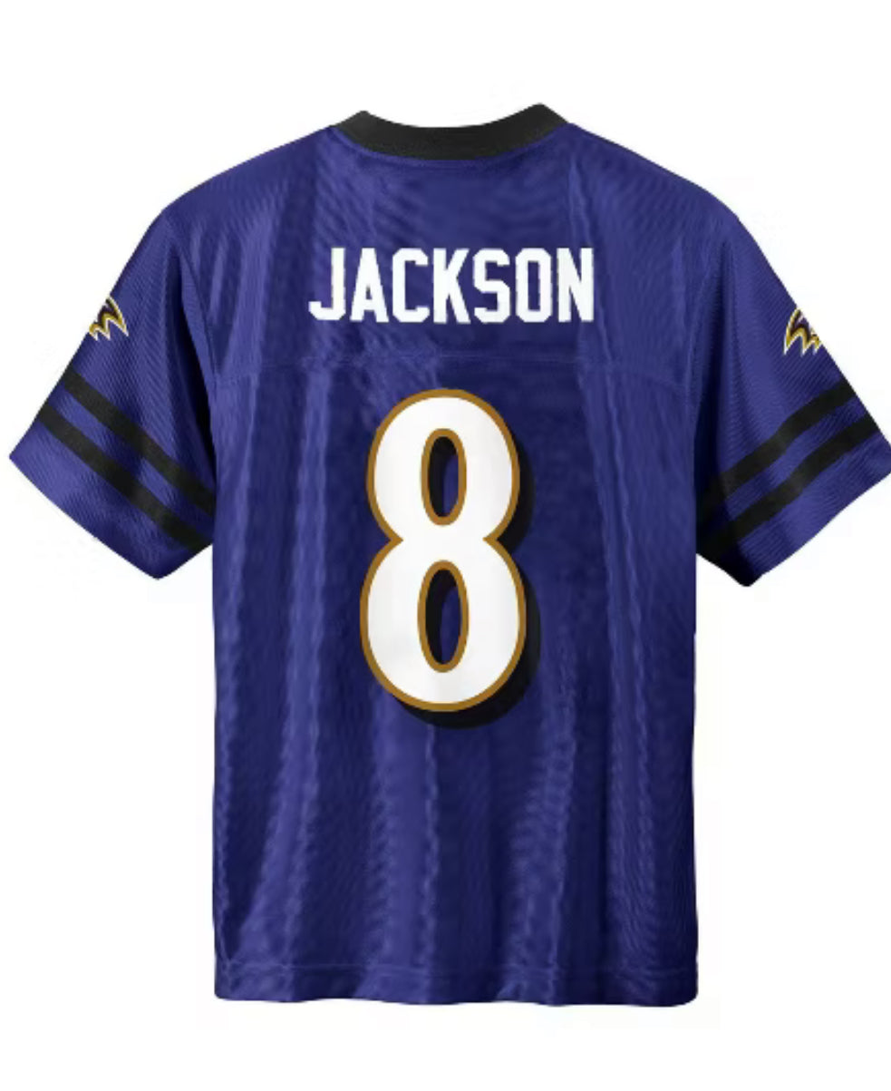 Camiseta de manga corta Lamar Jackson para niños de los NFL Baltimore Ravens- Talla Xl (16/18)