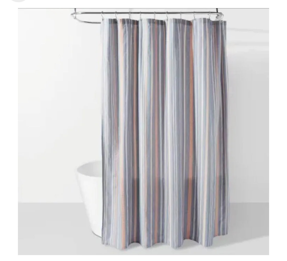 Cortina de ducha con gofres 72""X72"" 100 % algodón Seersucker en azul -Threshold