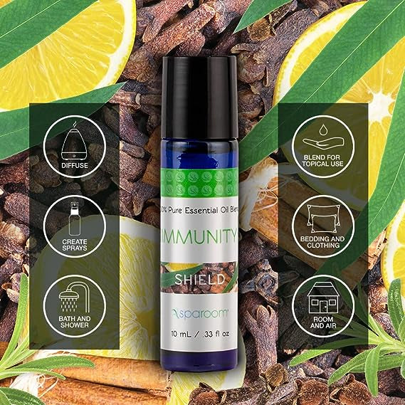 SpaRoom Aceites esenciales de aromaterapia 100% puros para difusores y ambientadores, mezcla de escudo inmunológico, 0.3 fl oz