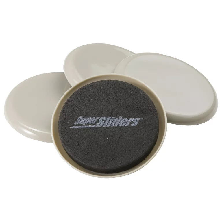 Super Sliders 3-1/2" Deslizadores redondos de plástico para muebles beige, paquete de 4