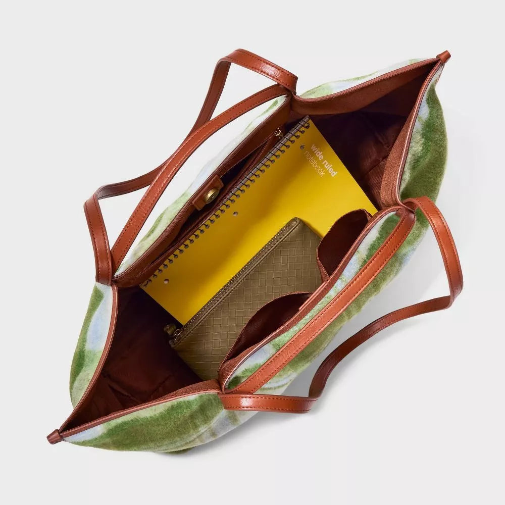 Bolso de mano artesanal a cuadros - verde - Universal Thread
