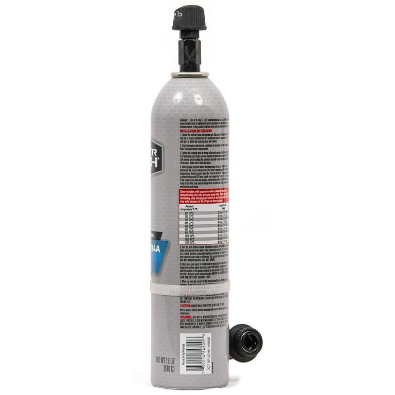 Super Tech Premium R-134a refrigerante automotriz con manguera y medidor reutilizables, 18 oz, paquete de 1