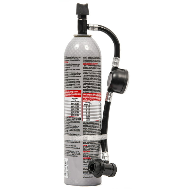 Super Tech Premium R-134a refrigerante automotriz con manguera y medidor reutilizables, 18 oz, paquete de 1