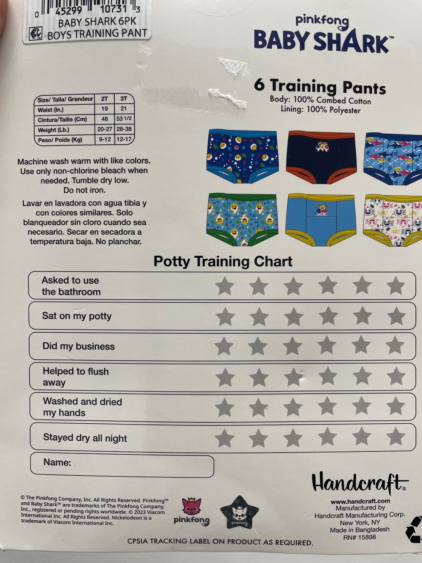 Ropa interior de entrenamiento para niños pequeños Baby Shark 6pk - talla 2T