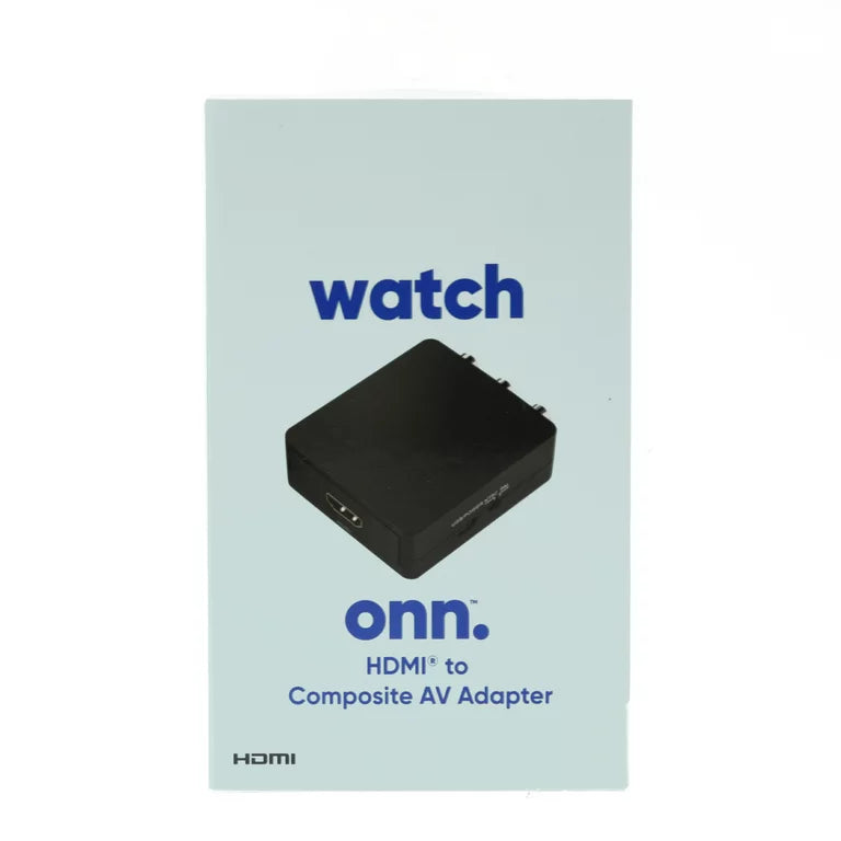 Onn. Adaptador HDMI a AV compuesto, cable Mini-USB de 2,6 pies, adaptador de pared USB de 4,1", negro,