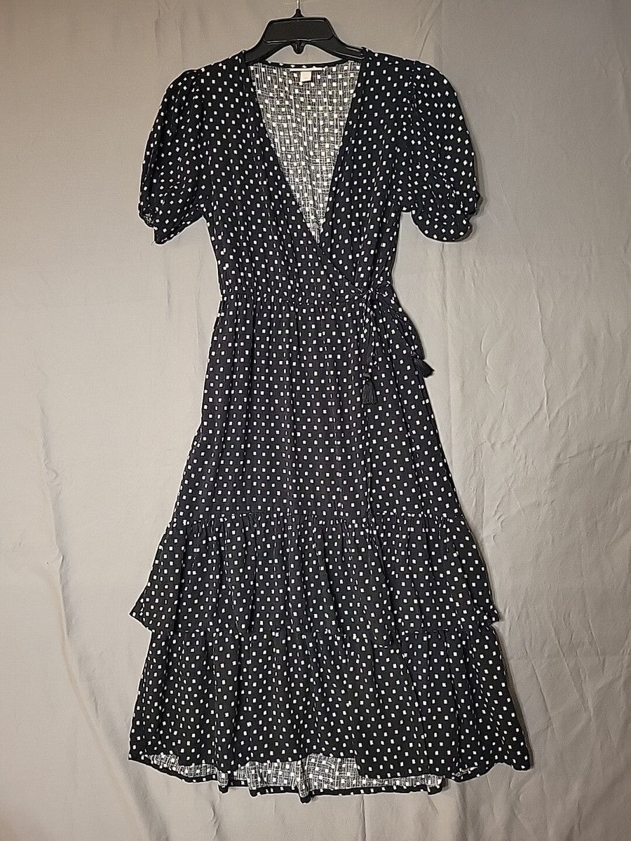 Vestido envolvente Knox Rose para mujer manga corta negro a lunares - Talla XS