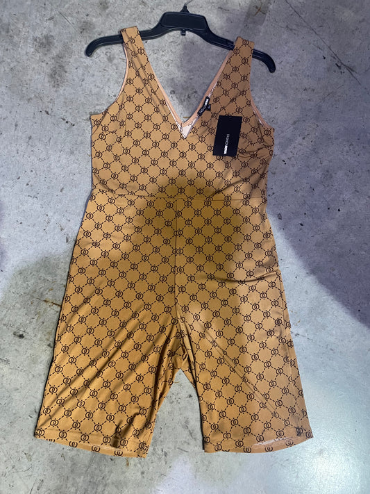 Enterizo Bike short romper - mocha - fashion nova - talla Xl