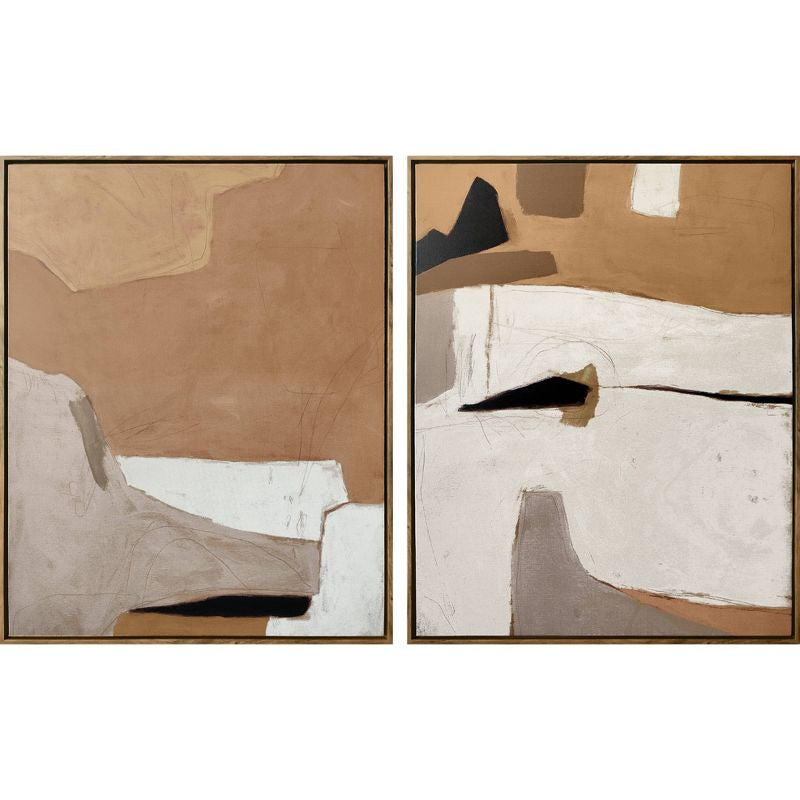 Lienzos enmarcados abstractos de tierra de 24" x 30" marrón - Threshold ™ (Juego de 2)