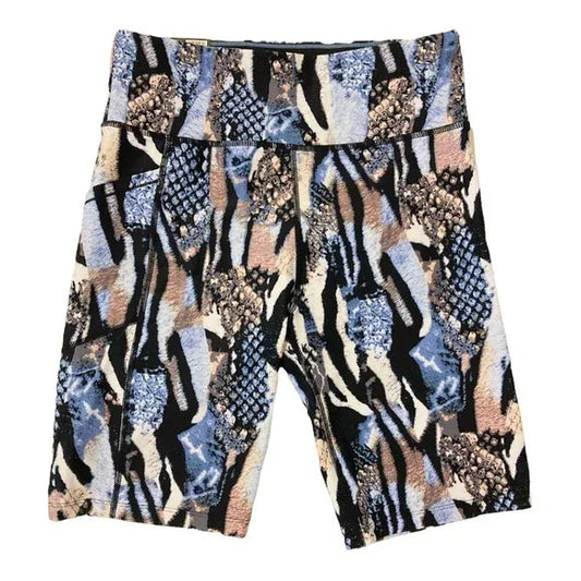 Calvin Klein Pantalones cortos de bicicleta con estampado de moda de cintura alta para mujer Mezcla de estampado animal- talla Xs
