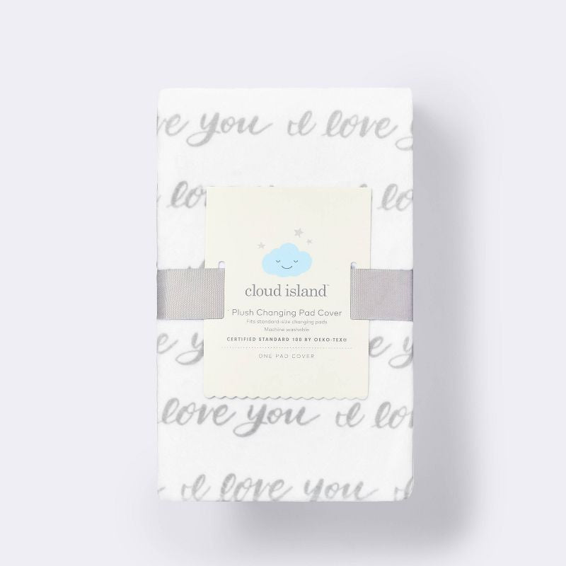 Funda de cambiador de felpa I Love You Script - Gris/Blanco - Cloud Island™