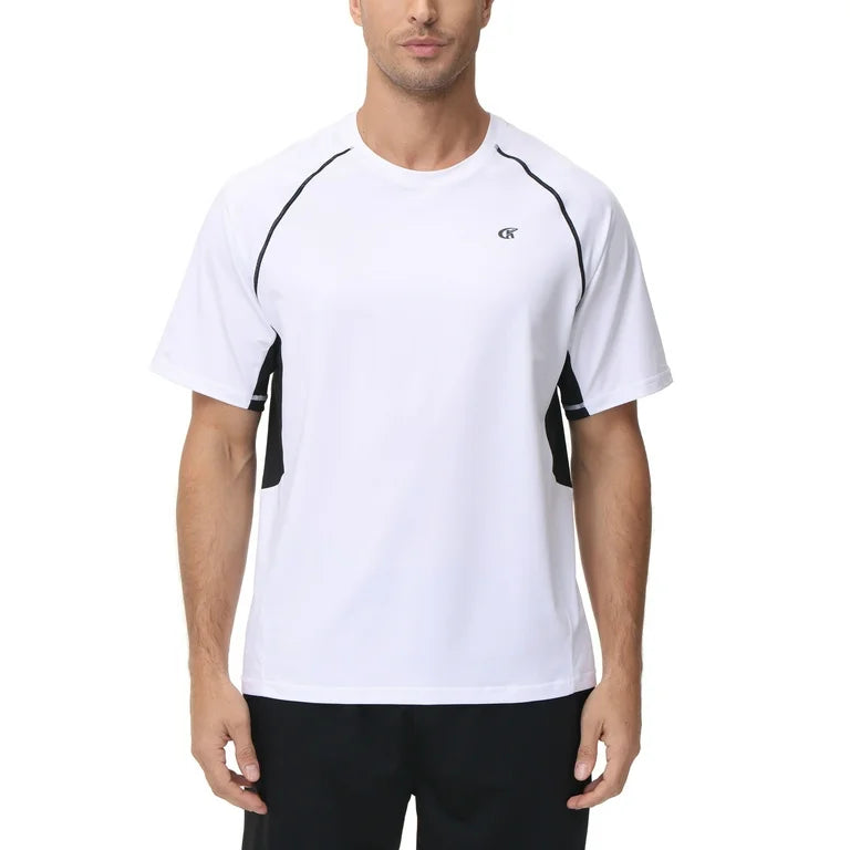 Weilanxin Camisas de Natación de Manga Corta para Hombre de Secado Rápido para Correr UPF50+ Protección Solar Top Protector contra Erupciones Blanco - talla L