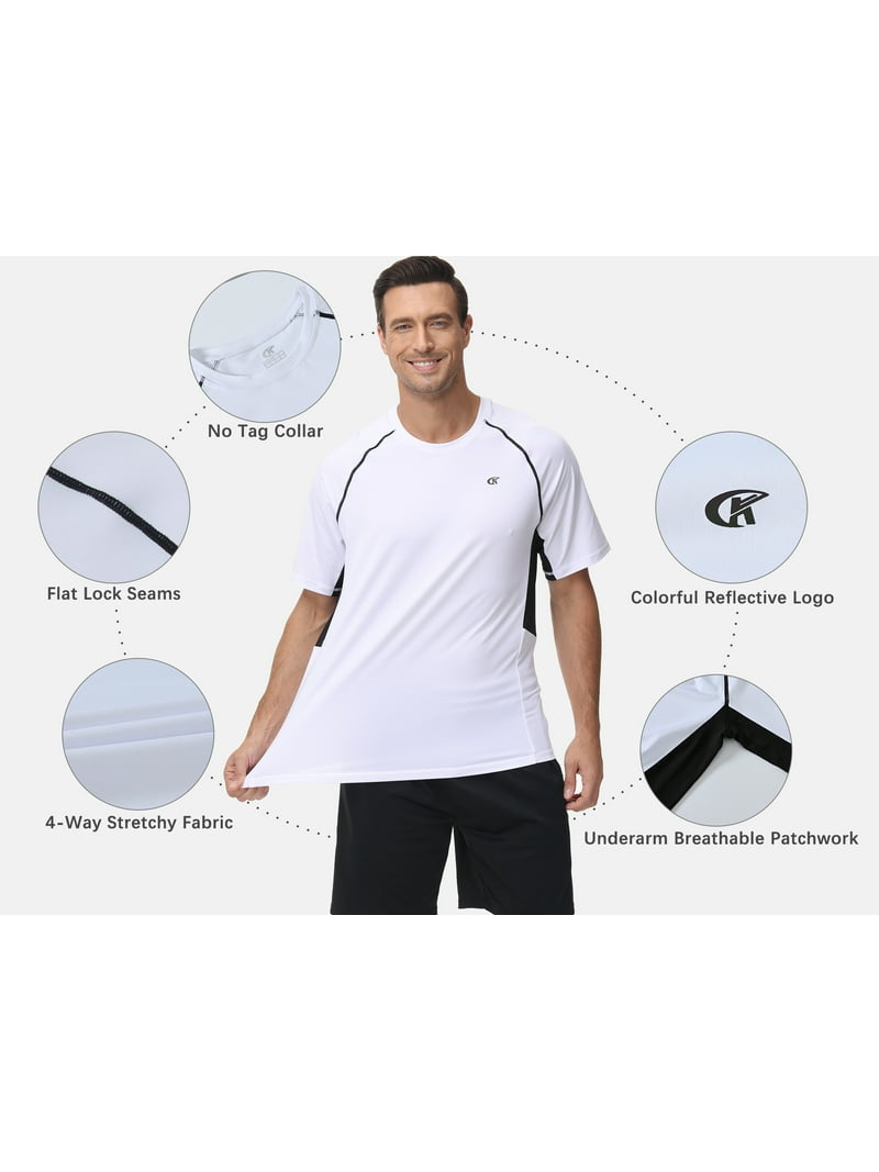 Weilanxin Camisas de Natación de Manga Corta para Hombre de Secado Rápido para Correr UPF50+ Protección Solar Top Protector contra Erupciones Blanco - talla L