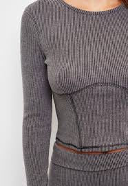 Blusa manga larga acanalada - wild fable - talla L