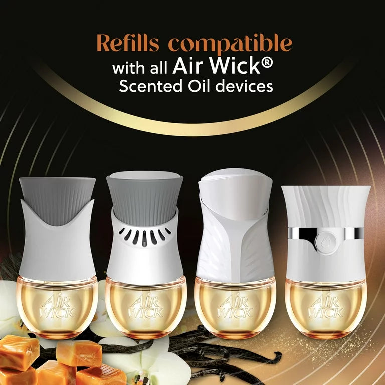 Air Wick Vibrant Plug in Relleno de aceite perfumado, 2ct, vainilla y caramelo caliente