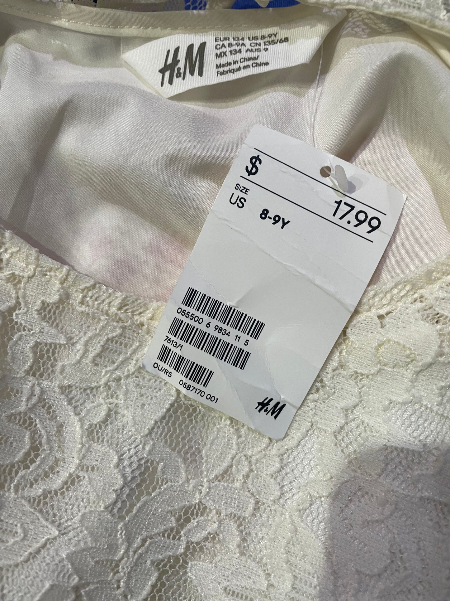 Blusa de encaje crema - H&M - talla 8-9years