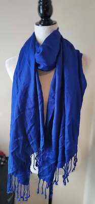 APT 9 Bufanda/Chal de punto azul para mujer con borlas y flecos-