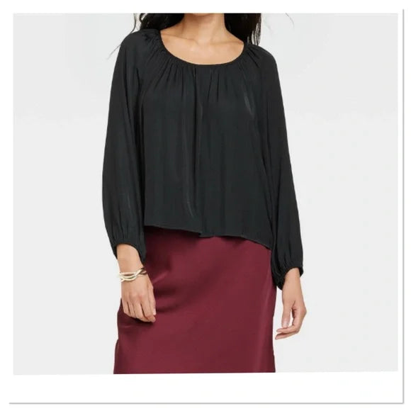 Camisa A New Day - Negra/Manga globo/Manga larga - talla M