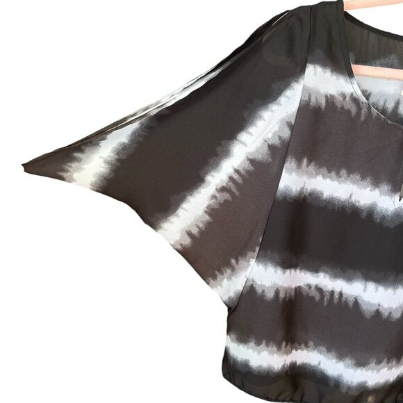 Blusa transparente Converse One Star para mujer, talla M, negro, tie Dye, rayas, punk grunge