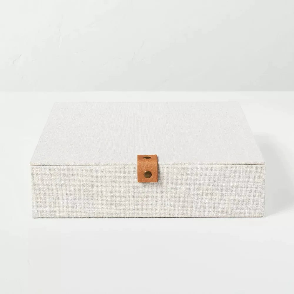 Caja de joyería dividida en tela coñor crema - Heart & Hand with magnolia