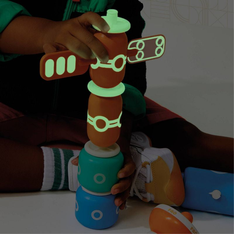 Juego de construcción de bloques espaciales FAO Schwarz Galaxy Glow