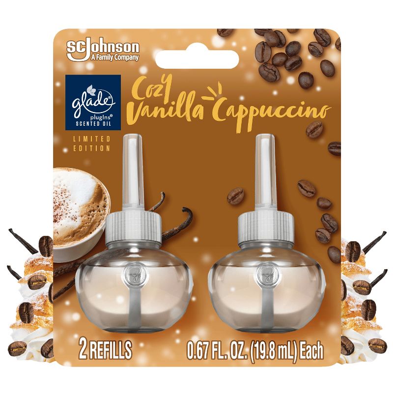 Glade PlugIns Scented Oil Air Freshener - Cozy Vanilla Cappuccino Refill - 1.34oz/2pk