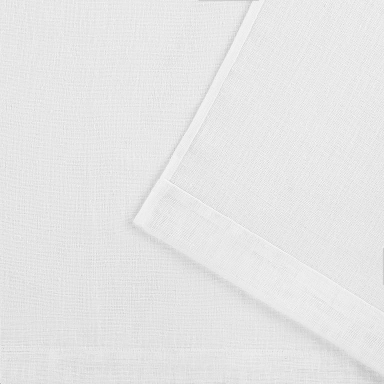 Cortinas exclusivas para el hogar, par de paneles de cortinas de bolsillo Jacquard Sheer Rod con aspecto de lino con textura belga, 50x108, blanco de invierno