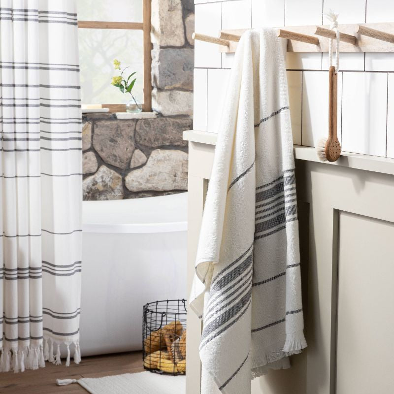 Toallas de baño Multistripe Crema/Gris - Heart&Hand™ with Magnolia