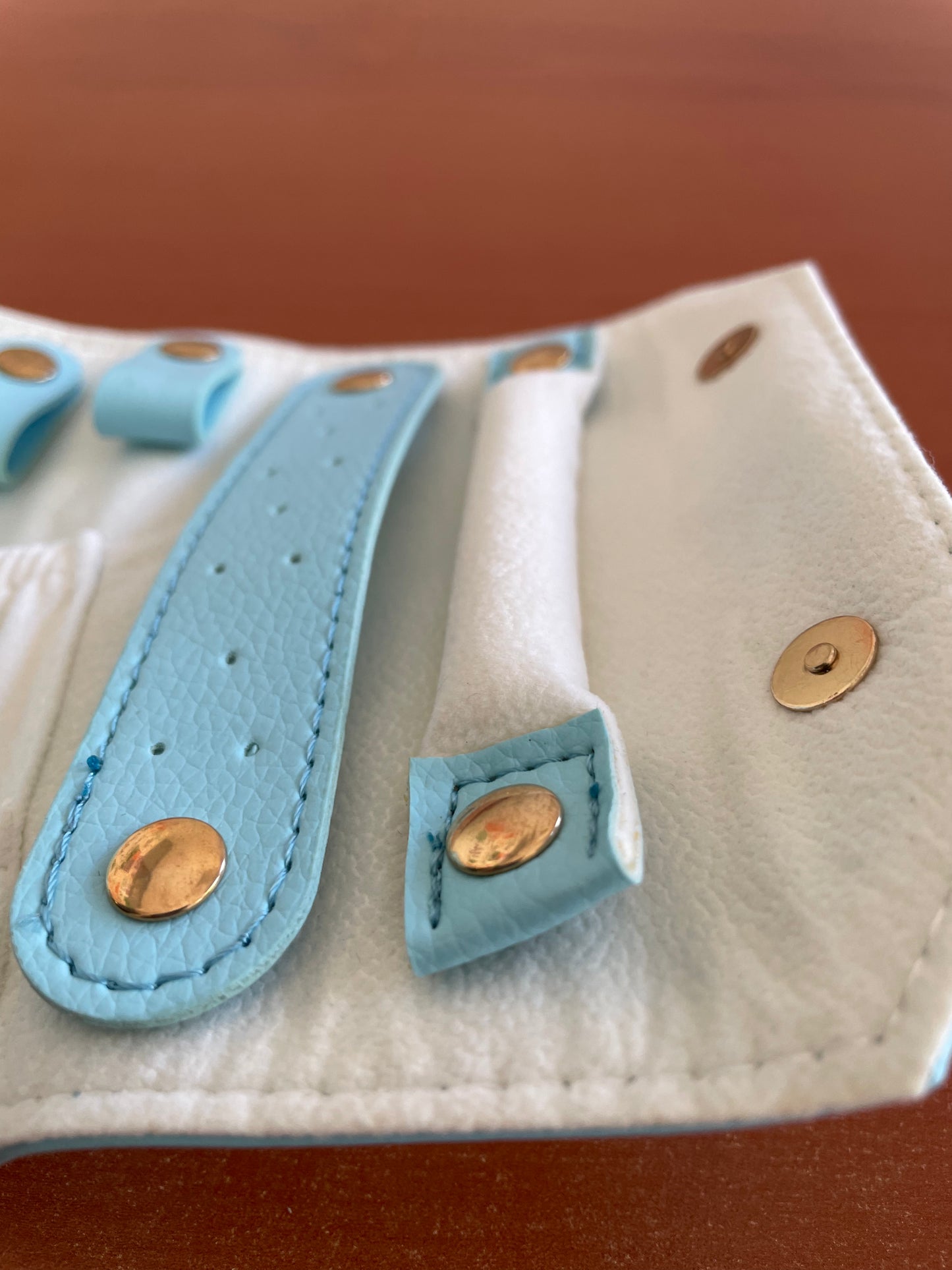 Joyero en Rollo - joyería portátil, lápiz labial/caja de almacenamiento de joyas diarias- celeste
