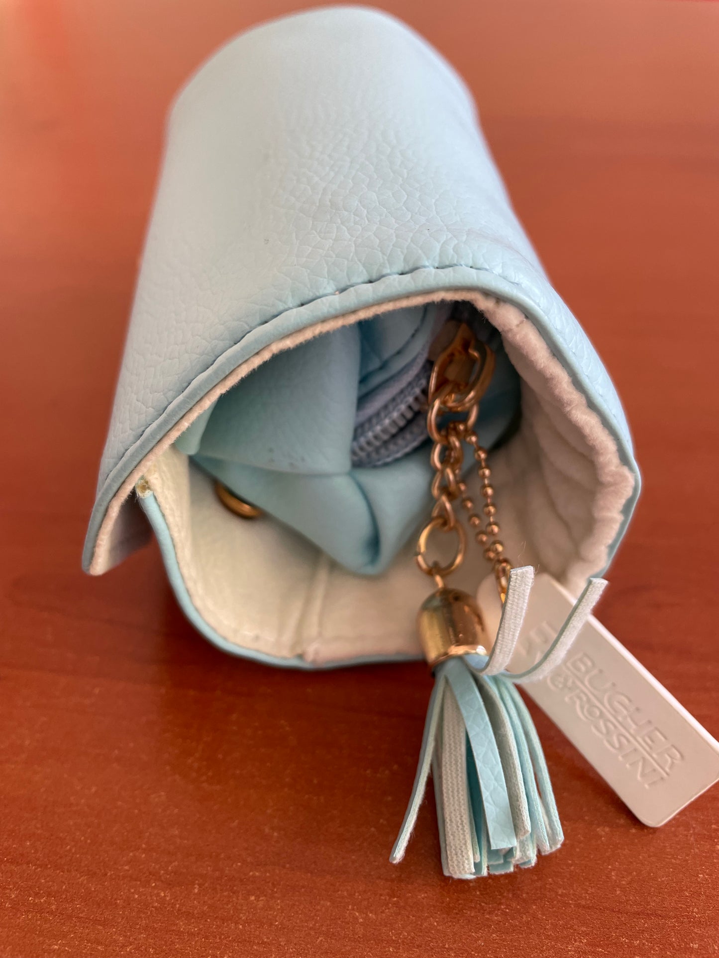 Joyero en Rollo - joyería portátil, lápiz labial/caja de almacenamiento de joyas diarias- celeste