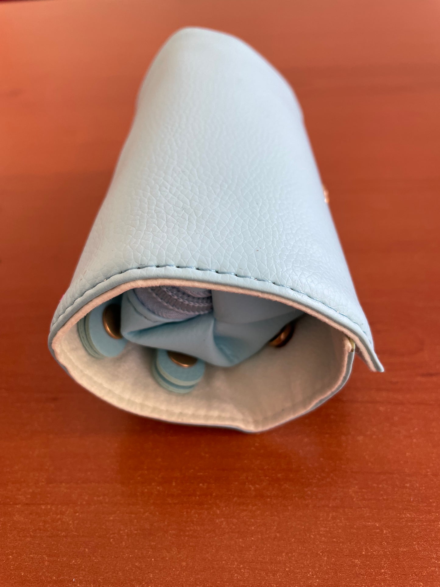 Joyero en Rollo - joyería portátil, lápiz labial/caja de almacenamiento de joyas diarias- celeste