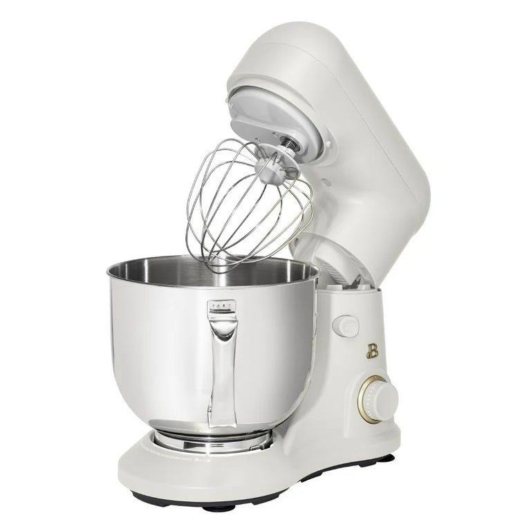 Hermoso mezclador de soporte de 5.3 Qt, ligero y potente con cabeza inclinable, glaseado blanco de Drew Barrymore
