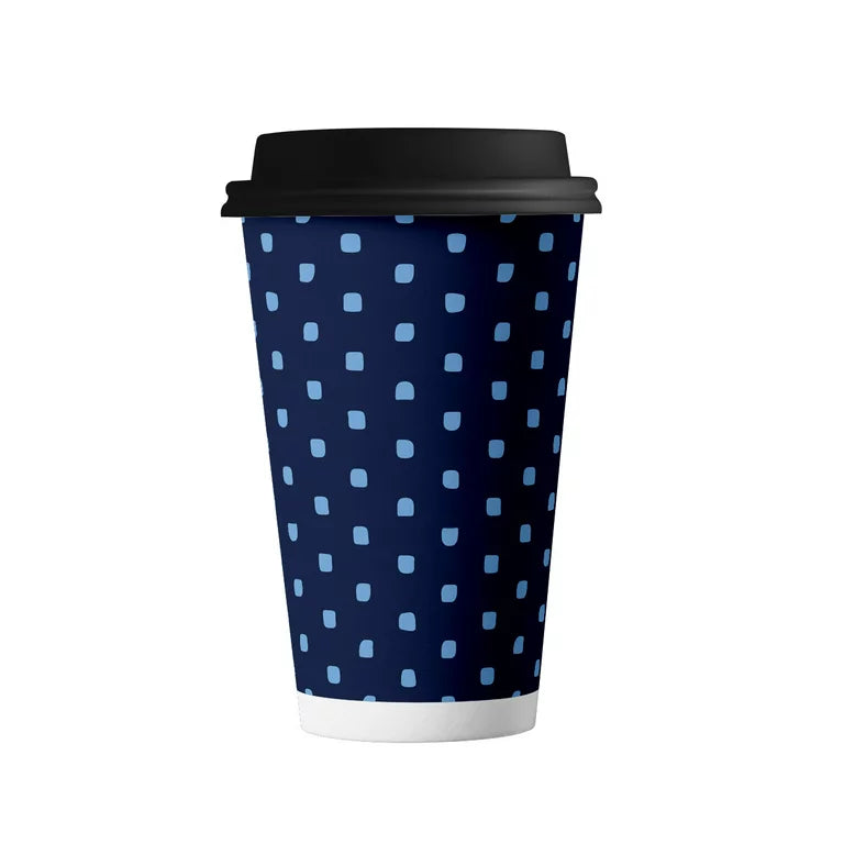 Tazas calientes de papel desechables Chinet Comfort Premium con tapas, 16 oz, 19 unidades