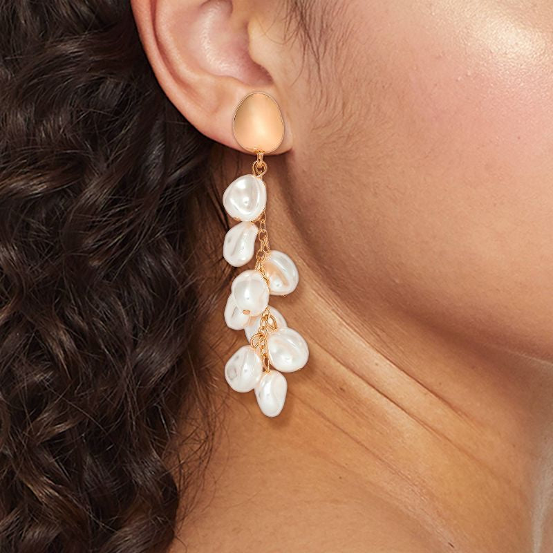 Pendientes colgantes de cascada de perlas - A New Day™ Blanco/Oro