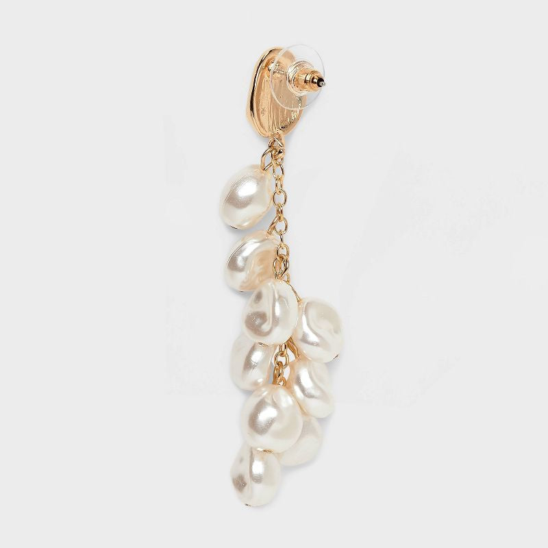 Pendientes colgantes de cascada de perlas - A New Day™ Blanco/Oro
