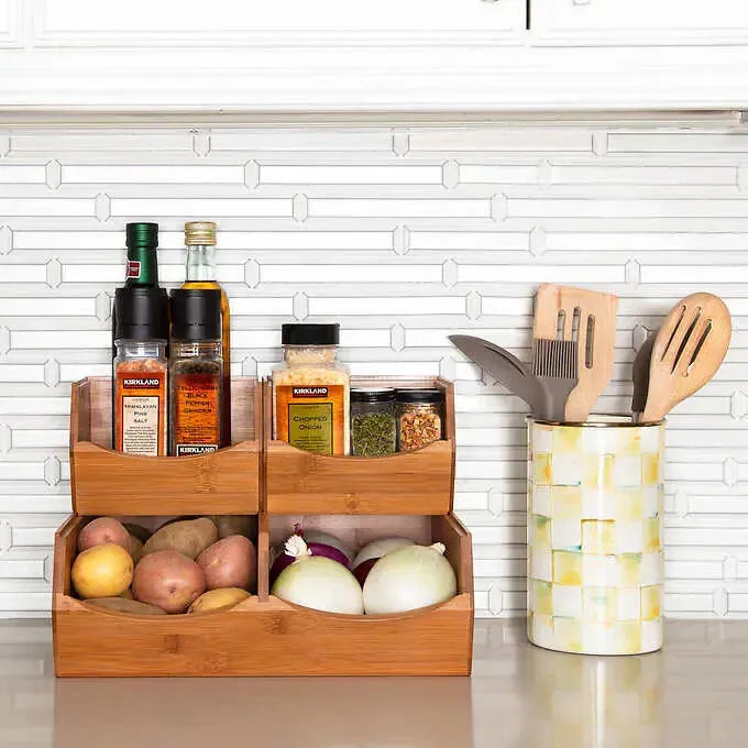 Bamboo Bin Organizer Set