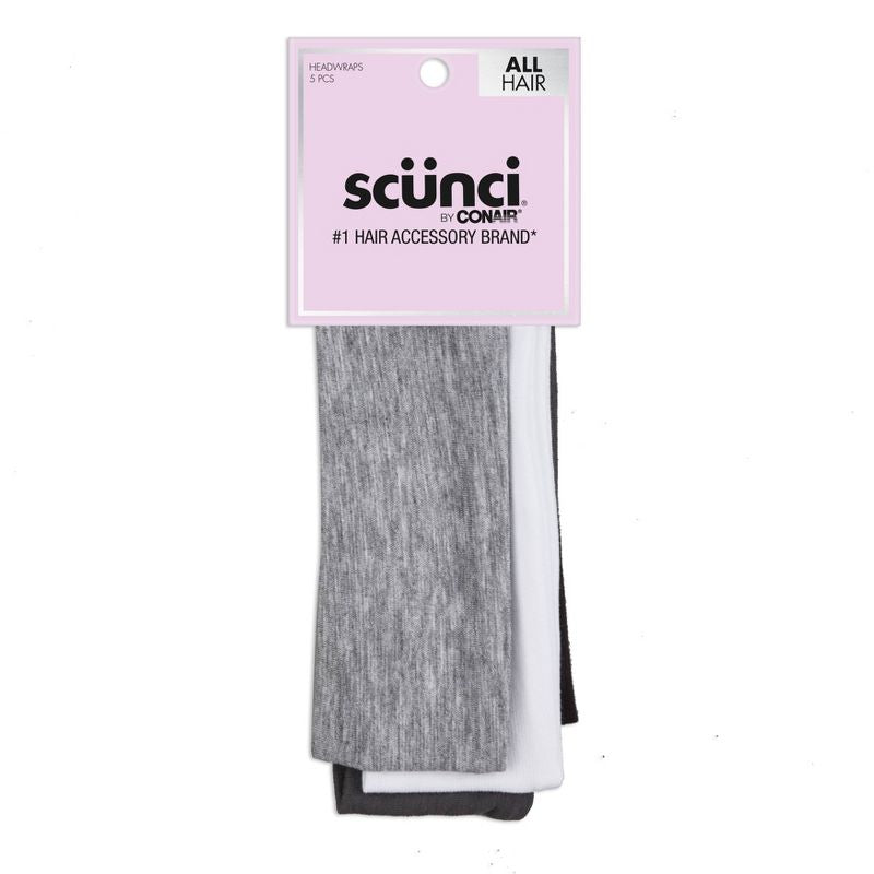 Diademas de tela elástica Scünci sin daño - Neutral - Todo el cabello - 5pcs